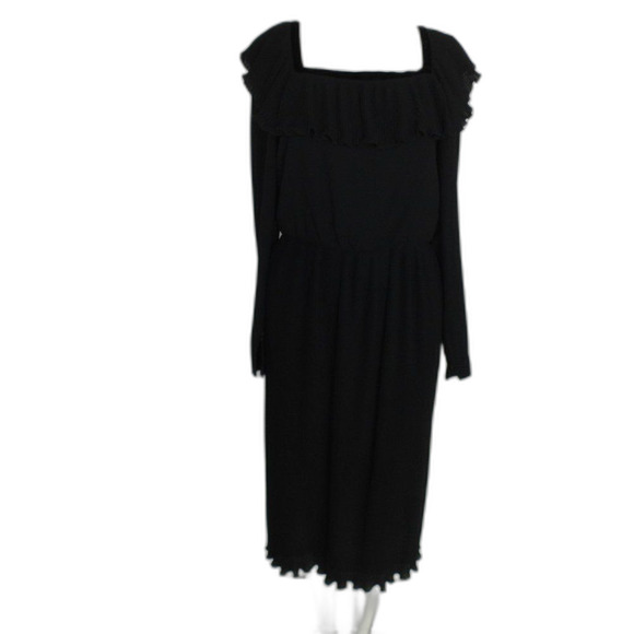 JEAN-LOUIS SCHERRER/JLS Boutique Dress, 38/S, Black, Pleat skirt, Ruffle neck - Picture 14 of 15